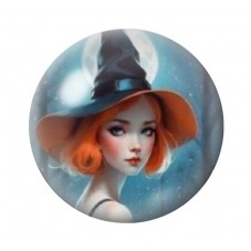 Cabochon en Verre Illustré Sorcière Halloween 12 à 25mm  pour la Création de Bijoux Fantaisie - DIY