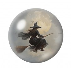 Cabochon en Verre Illustré Sorcière Balai Halloween 12 à 25mm  pour la Création de Bijoux Fantaisie - DIY
