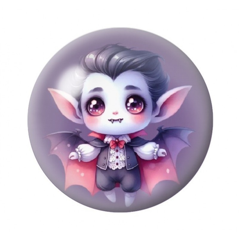 Cabochon en Verre Illustré Vampire Halloween 12 à 25mm