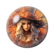 Cabochon en Verre Illustré Sorcière Halloween 12 à 25mm  pour la Création de Bijoux Fantaisie - DIY