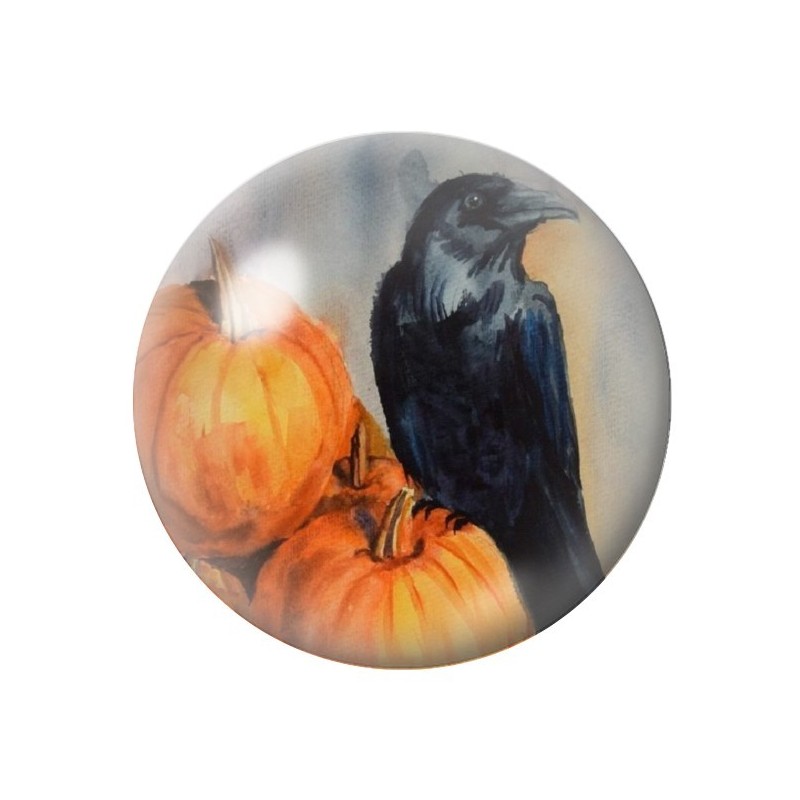 Cabochon en Verre Illustré Corbeau Citrouilles Halloween 12 à 25mm