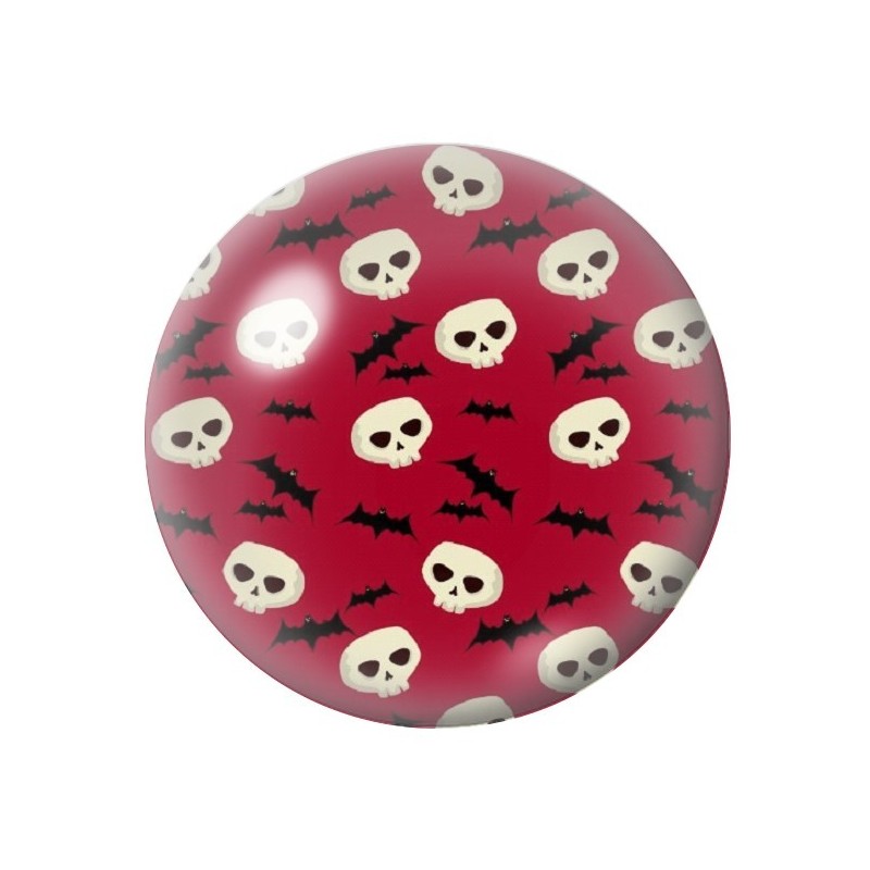Cabochon en Verre Illustré Tête de Mort Halloween 12 à 25mm
