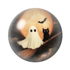 Cabochon en Verre Illustré Fantôme Chat Noir Halloween 12 à 25mm  pour la Création de Bijoux Fantaisie - DIY