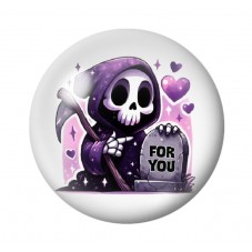 Cabochon en Verre Illustré Faucheuse Halloween 12 à 25mm  pour la Création de Bijoux Fantaisie - DIY