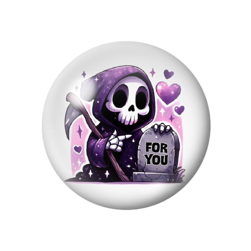 Cabochon en Verre Illustré Faucheuse Halloween 12 à 25mm