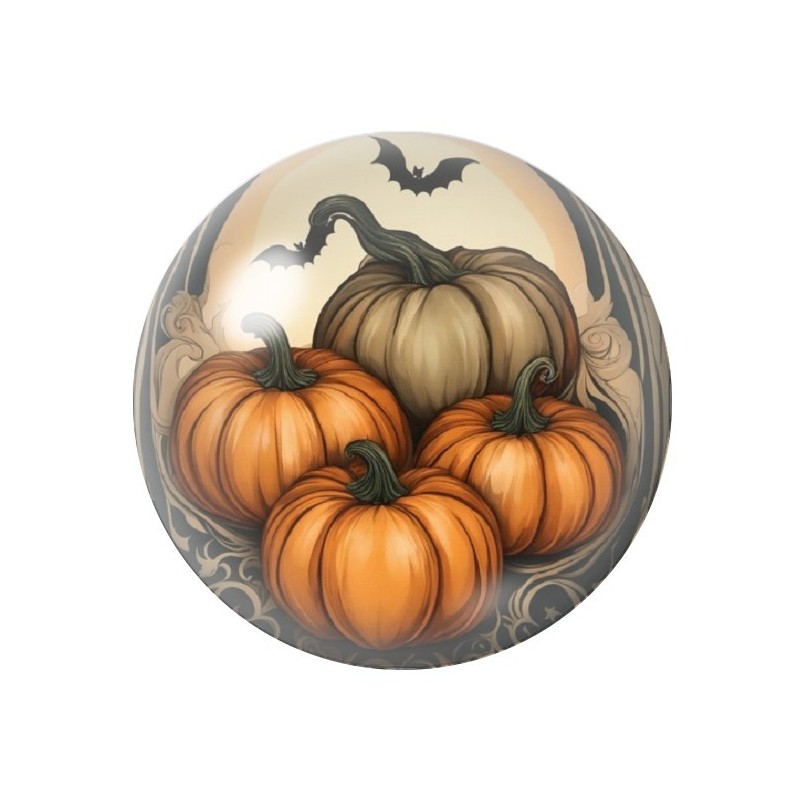 Cabochon en Verre Illustré Citrouilles Halloween 12 à 25mm