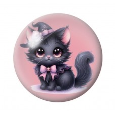 Cabochon en Verre Illustré Chat Noir Halloween 12 à 25mm  pour la Création de Bijoux Fantaisie - DIY