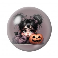 Cabochon en Verre Illustré Petite Fille Halloween 12 à 25mm  pour la Création de Bijoux Fantaisie - DIY