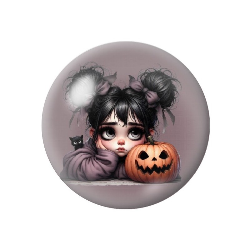 Cabochon en Verre Illustré Petite Fille Halloween 12 à 25mm