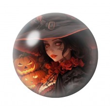 Cabochon en Verre Illustré Sorcière Halloween 12 à 25mm  pour la Création de Bijoux Fantaisie - DIY