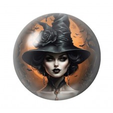Cabochon en Verre Illustré Sorcière Halloween 12 à 25mm  pour la Création de Bijoux Fantaisie - DIY