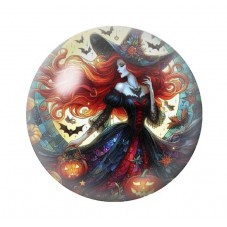 Cabochon en Verre Illustré Sorcière Halloween 12 à 25mm  pour la Création de Bijoux Fantaisie - DIY