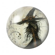 Cabochon en Verre Illustré Sorcière Halloween 12 à 25mm  pour la Création de Bijoux Fantaisie - DIY