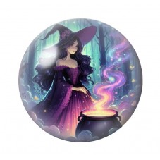 Cabochon en Verre Illustré Sorcière Halloween 12 à 25mm  pour la Création de Bijoux Fantaisie - DIY