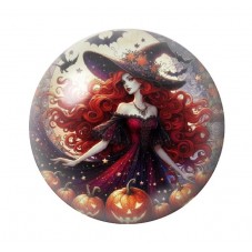 Cabochon en Verre Illustré Sorcière Halloween 12 à 25mm  pour la Création de Bijoux Fantaisie - DIY