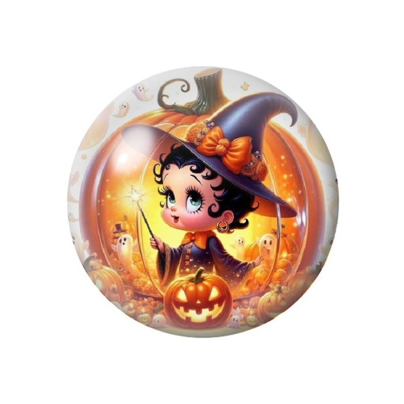 Cabochon en Verre Illustré Betty Boop Halloween 12 à 25mm