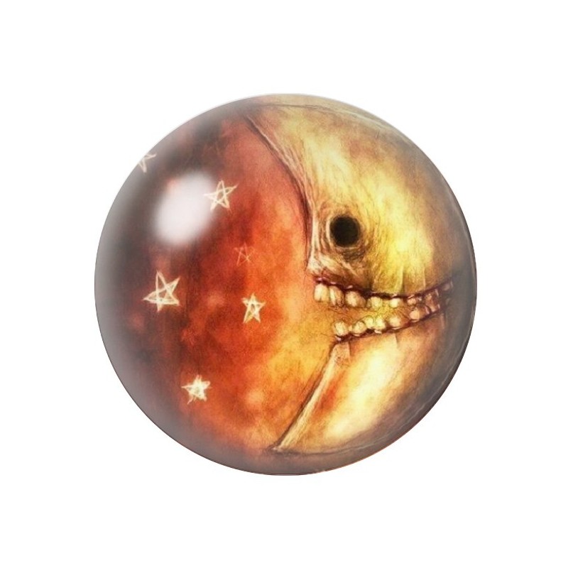 Cabochon en Verre Illustré Lune Halloween 12 à 25mm