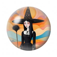 Cabochon en Verre Illustré Sorcière Halloween 12 à 25mm  pour la Création de Bijoux Fantaisie - DIY