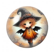 Cabochon en Verre Illustré Petite Sorcière Halloween 12 à 25mm  pour la Création de Bijoux Fantaisie - DIY