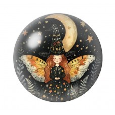 Cabochon en Verre Illustré Sorcière Halloween 12 à 25mm  pour la Création de Bijoux Fantaisie - DIY