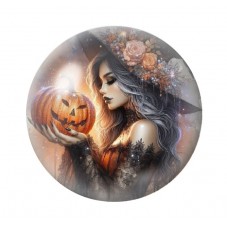 Cabochon en Verre Illustré Sorcière Citrouille Halloween 12 à 25mm  pour la Création de Bijoux Fantaisie - DIY