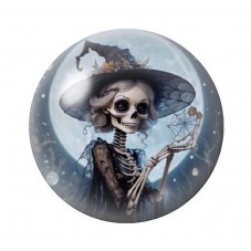 Cabochon en Verre Illustré Sorcière Squelette Halloween 12 à 25mm  pour la Création de Bijoux Fantaisie - DIY