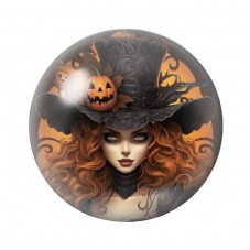 Cabochon en Verre Illustré Sorcière Halloween 12 à 25mm  pour la Création de Bijoux Fantaisie - DIY