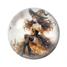 Cabochon en Verre Illustré Sorcière Halloween 12 à 25mm  pour la Création de Bijoux Fantaisie - DIY