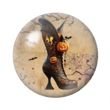 Cabochon en Verre Illustré Botte de Sorcière Halloween 12 à 25mm  pour la Création de Bijoux Fantaisie - DIY