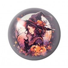 Cabochon en Verre Illustré Sorcière Halloween 12 à 25mm  pour la Création de Bijoux Fantaisie - DIY