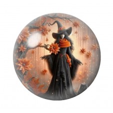 Cabochon en Verre Illustré Sorcière Halloween 12 à 25mm  pour la Création de Bijoux Fantaisie - DIY