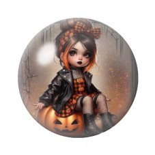 Cabochon en Verre Illustré Petite Fille Halloween 12 à 25mm  pour la Création de Bijoux Fantaisie - DIY