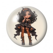 Cabochon en Verre Illustré Jeune Fille Halloween 12 à 25mm  pour la Création de Bijoux Fantaisie - DIY