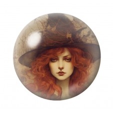 Cabochon en Verre Illustré Sorcière Halloween 12 à 25mm  pour la Création de Bijoux Fantaisie - DIY