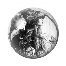 Cabochon en Verre Illustré Sorcière Halloween 12 à 25mm  pour la Création de Bijoux Fantaisie - DIY