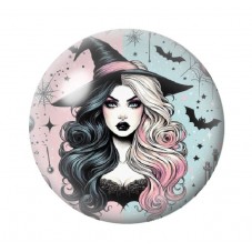 Cabochon en Verre Illustré Sorcière Halloween 12 à 25mm  pour la Création de Bijoux Fantaisie - DIY
