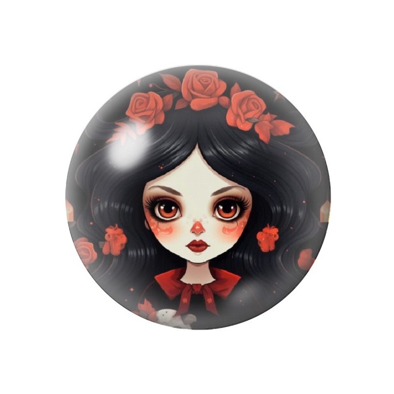 Cabochon en Verre Illustré Jeune Fille Halloween 12 à 25mm