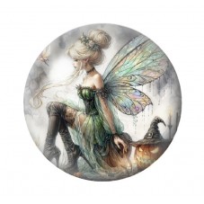 Cabochon en Verre Illustré Fée Halloween 12 à 25mm  pour la Création de Bijoux Fantaisie - DIY