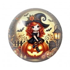Cabochon en Verre Illustré Petite Sorcière Halloween 12 à 25mm  pour la Création de Bijoux Fantaisie - DIY