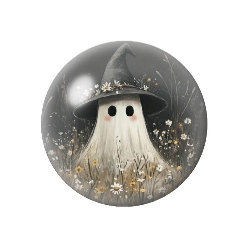 Cabochon en Verre Illustré Fantôme Halloween 12 à 25mm