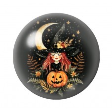 Cabochon en Verre Illustré Sorcière Halloween 12 à 25mm  pour la Création de Bijoux Fantaisie - DIY