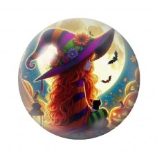 Cabochon en Verre Illustré Sorcière Halloween 12 à 25mm  pour la Création de Bijoux Fantaisie - DIY