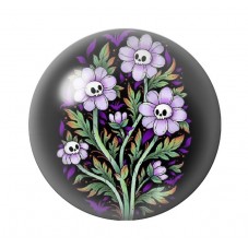 Cabochon en Verre Illustré Fleurs Tête de Mort Halloween 12 à 25mm  pour la Création de Bijoux Fantaisie - DIY