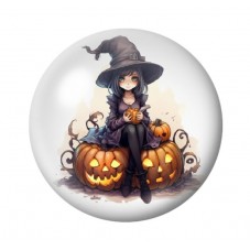 Cabochon en Verre Illustré Sorcière Halloween 12 à 25mm  pour la Création de Bijoux Fantaisie - DIY