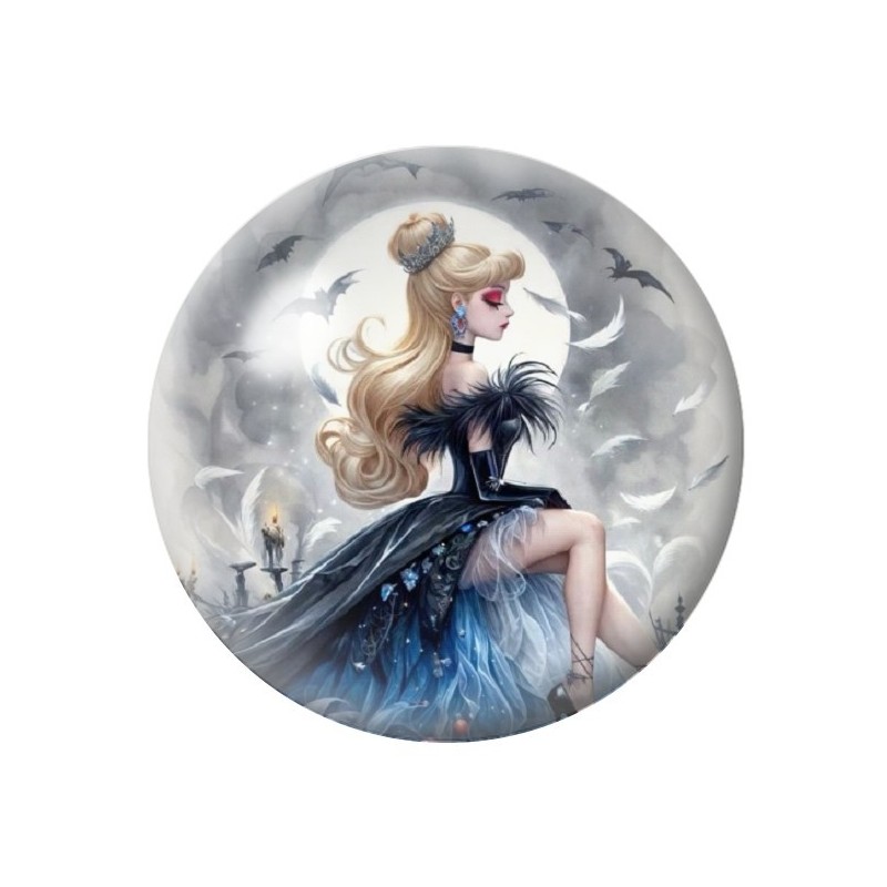 Cabochon en Verre Illustré Cendrillon Halloween 12 à 25mm