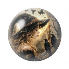 Cabochon en Verre Illustré Sorcière Halloween 12 à 25mm  pour la Création de Bijoux Fantaisie - DIY