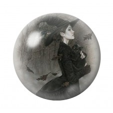 Cabochon en Verre Illustré Sorcière Halloween 12 à 25mm  pour la Création de Bijoux Fantaisie - DIY