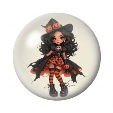 Cabochon en Verre Illustré Sorcière Halloween 12 à 25mm  pour la Création de Bijoux Fantaisie - DIY