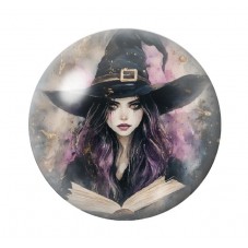 Cabochon en Verre Illustré Sorcière Livre Halloween 12 à 25mm  pour la Création de Bijoux Fantaisie - DIY