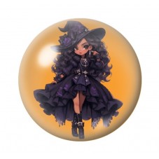 Cabochon en Verre Illustré Sorcière Halloween 12 à 25mm  pour la Création de Bijoux Fantaisie - DIY